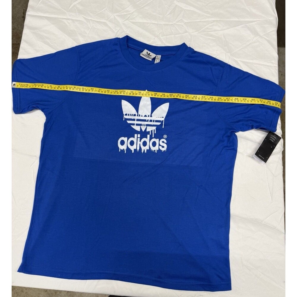Adidas Trefoil Logo Shirt XL Blue Drip Graphic End Plastic Waste NWT Streetwear - Picture 3 of 8